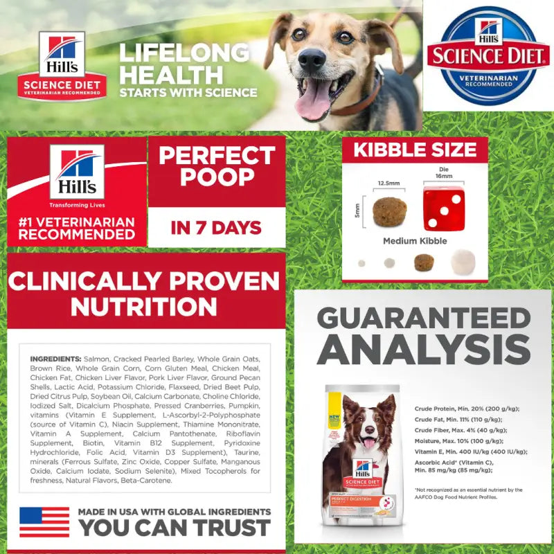 Science Diet Adult Perfect Digestion Dry Dog Food 3.5lbs - Free Bag & 20% Off | Premium Digestive Health Nutrition for Dogs | Ideal for Sensitive Stomachs & Daily Feeding