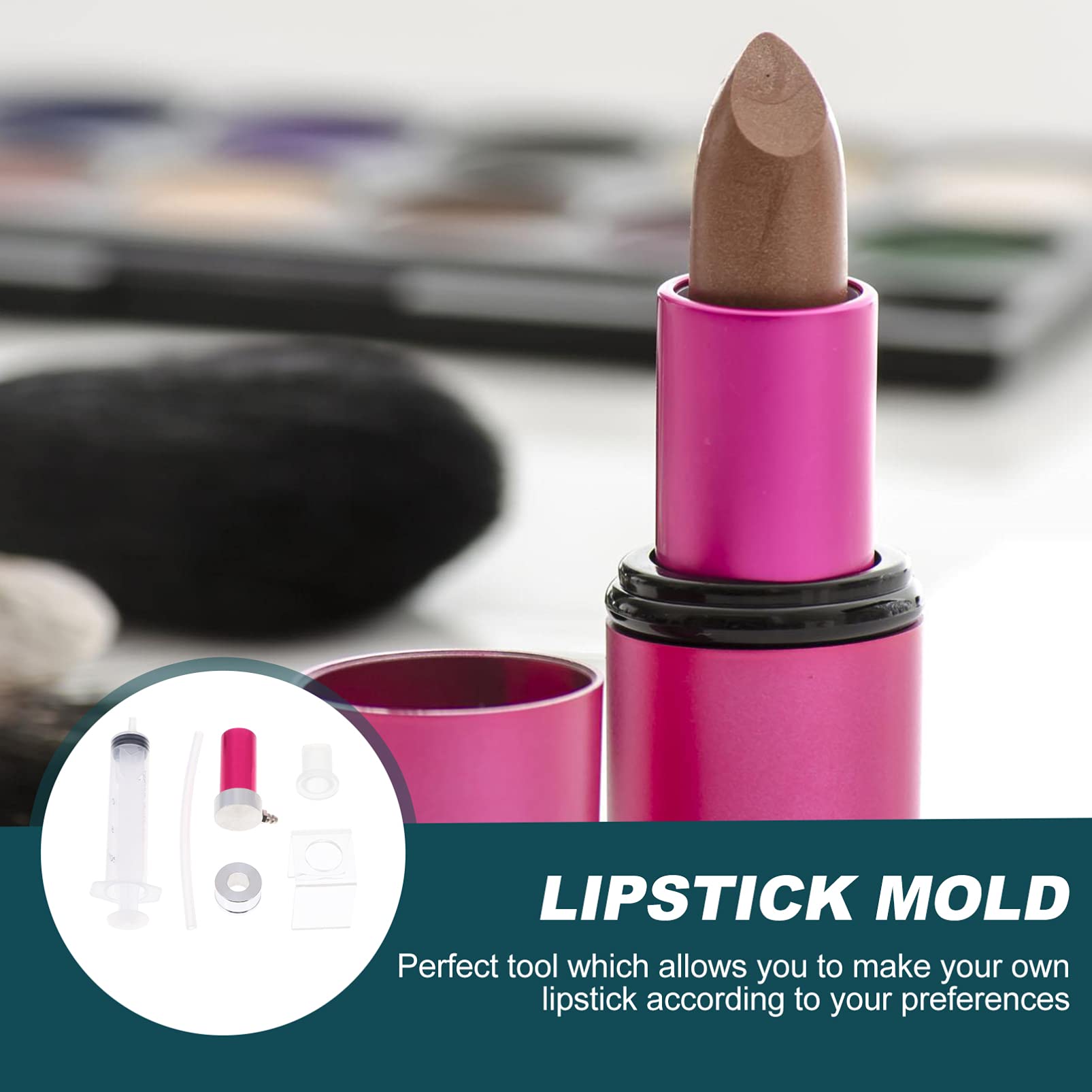 Lurrose DIY Lipstick Mold Set - 4pcs Silicone Lip Balm Molds with Bracket for Home Cosmetics Crafting