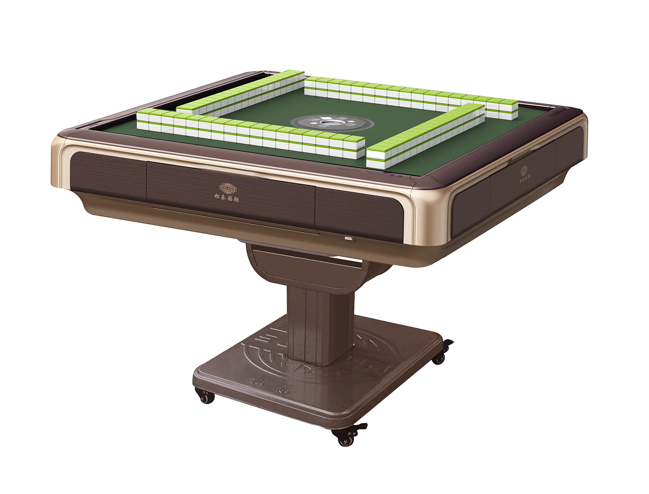 Automatic Folding Mahjong Table with 144 Tiles (Blue & Green) - Portable Foldable Design with 2 Tile Sets & Cloth Cover - Perfect for Game Nights, Family Gatherings & Asian-Themed Parties