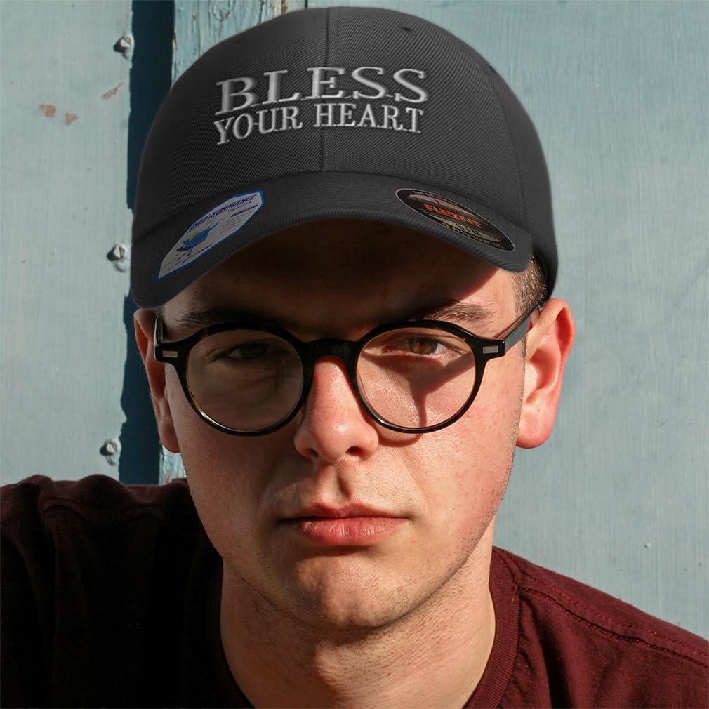 Bless Your Heart Faith Jesus Cross Embroidered Flexfit Baseball Cap for Men & Women - Comfortable Adjustable Hat for Church, Outdoor Activities & Casual Wear