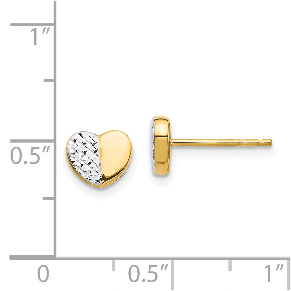 Gold Diamond Cut Heart Post Earrings TH991 - Elegant Dainty Stud Earrings for Women, Perfect for Valentine's Day Gifts, Anniversary, Wedding & Everyday Wear