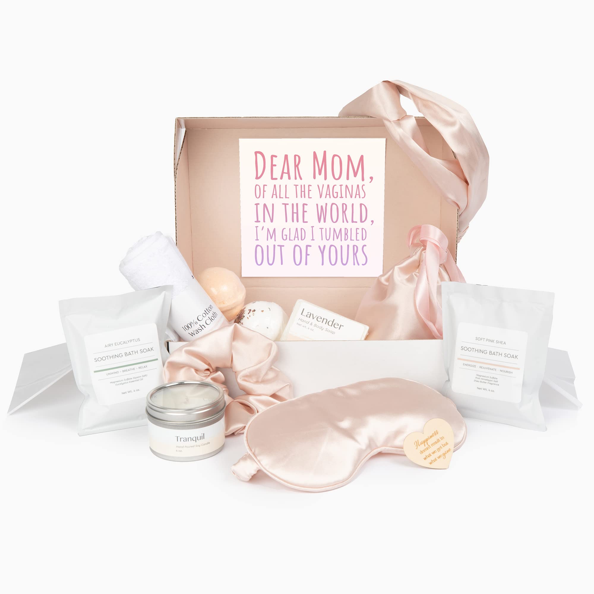 Luxury Spa Gift Box for Women - Relaxing Self-Care Set with Bath Salts, Bath Bombs, Handmade Soap & Satin Sleep Mask | Perfect Birthday, Mother's Day Gift & Home Spa Treatment