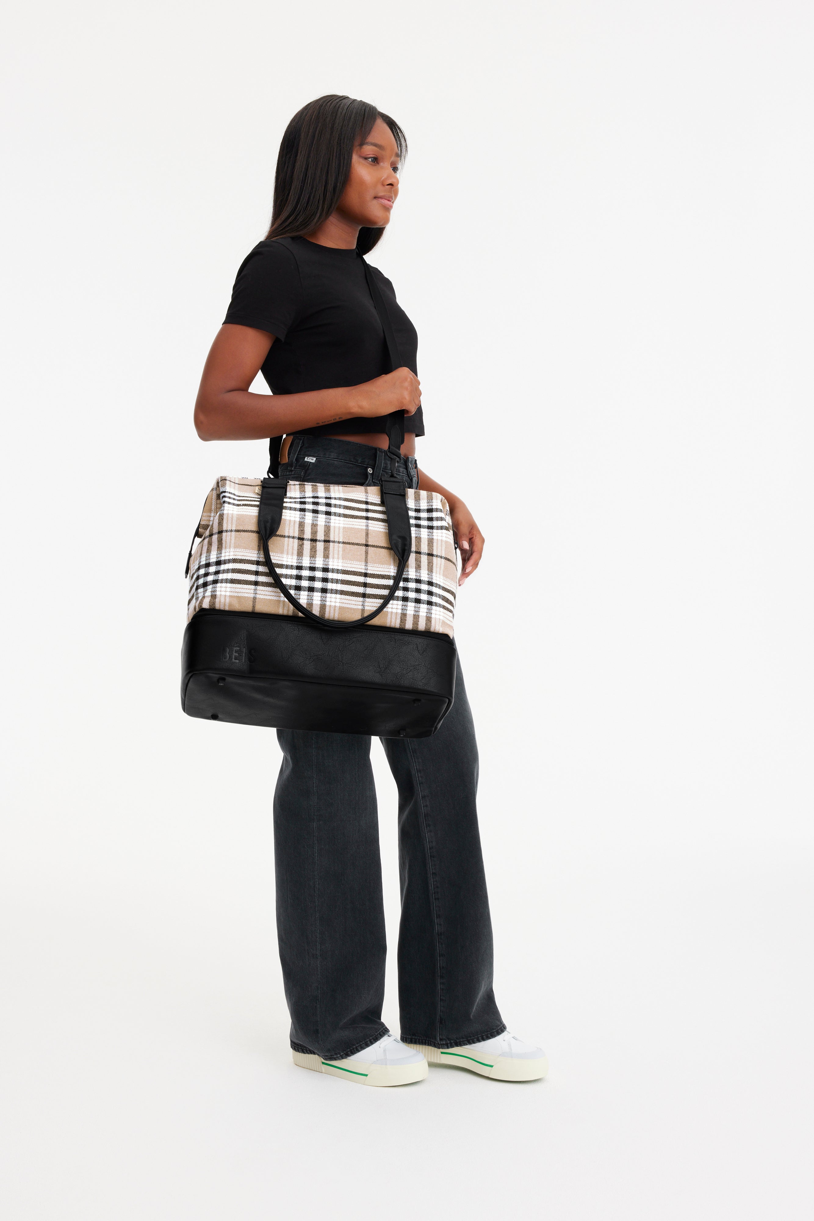 Stylish Plaid Mini Weekender Bag - Perfect for Travel, Gym & Weekend Getaways | Durable & Lightweight Carry-On Tote