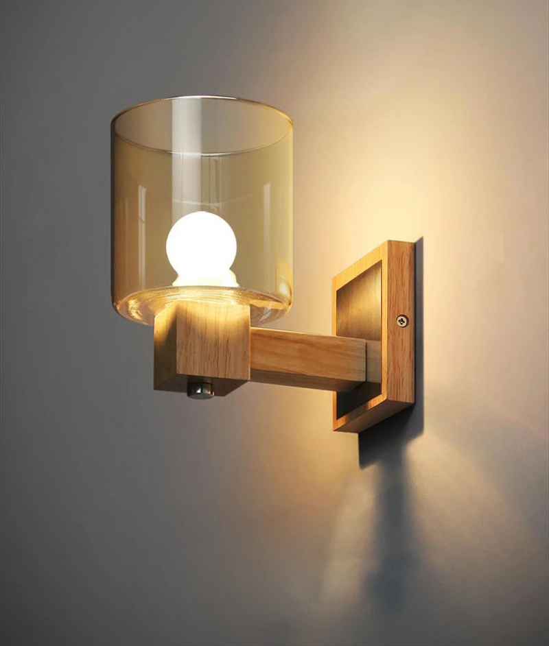 Modern Cognac Glass Wall Sconce - Elegant Lighting Fixture for Living Room, Bedroom, or Hallway Decor