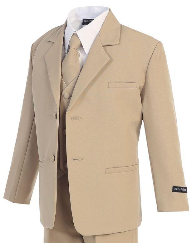 Classic Boys Khaki Suit Set - Formal Wear for Weddings, School Photos & Special Occasions