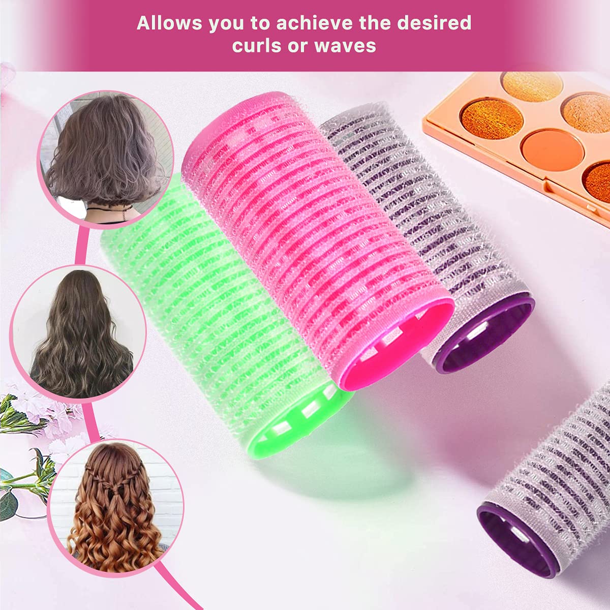 34-Piece Hair Rollers Set with 24 Self-Grip Curlers (18mm-40mm) & 10 Duckbill Clips - Professional Hair Styling Tools for Men, Women & Kids - Perfect for Salon, Home Use & DIY Hairstyles