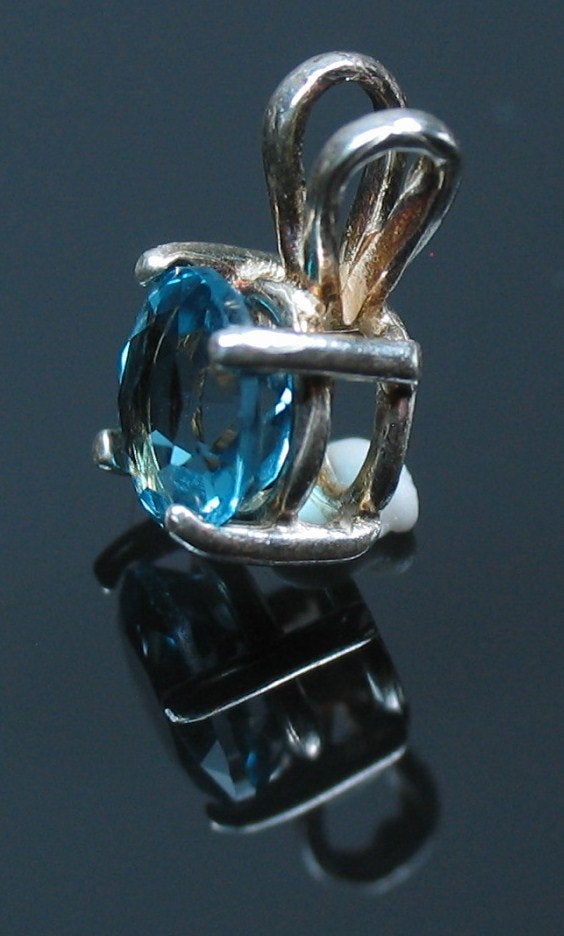 Solid Sterling Silver or 14K White/Yellow Gold Swiss Blue Topaz 4mm Round Dangle Pendant Solitaire VVS - Elegant Children's Jewelry for Birthdays, Gifts & Special Occasions