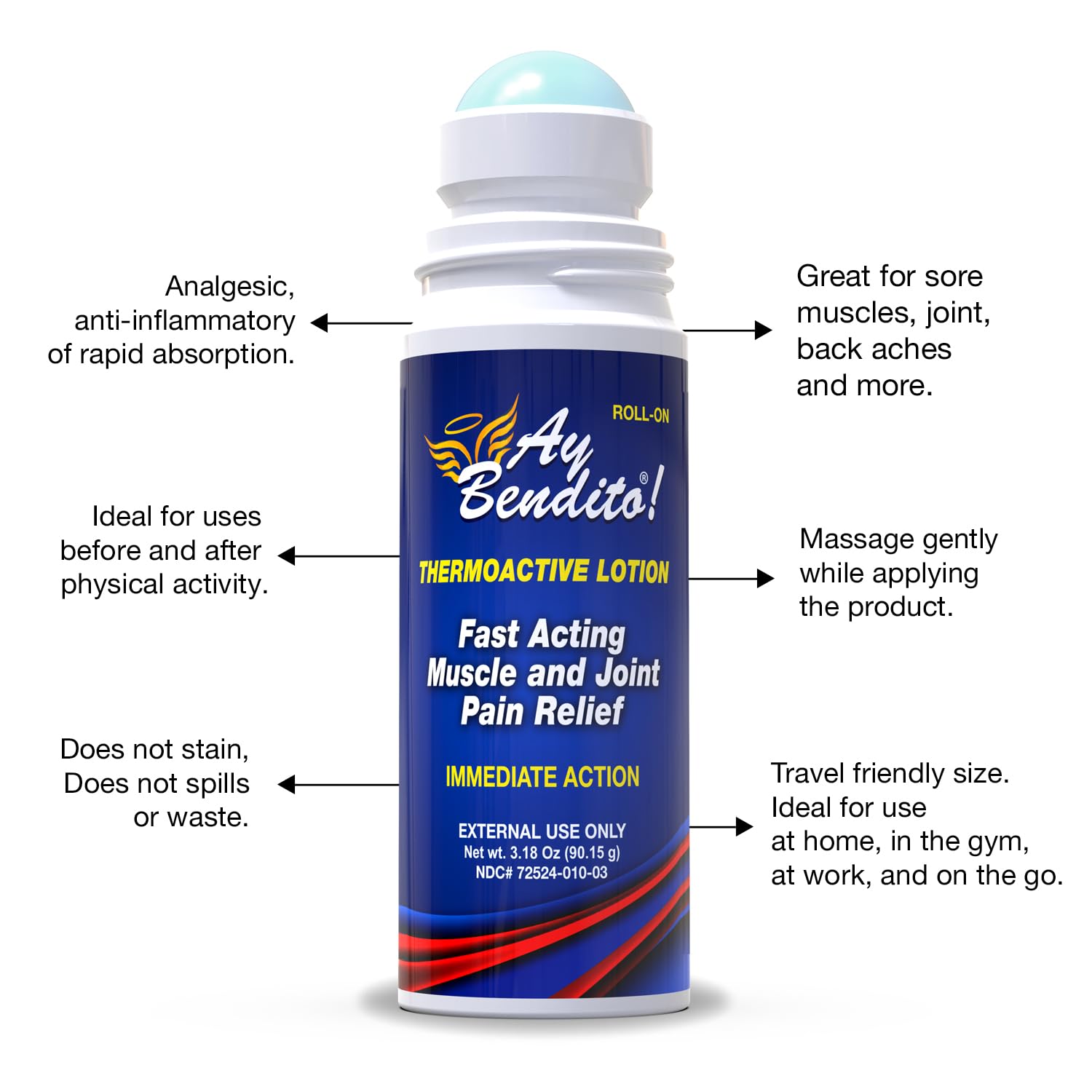 Thermoactive Pain Relief Lotion for Joints & Muscles – Fast-Acting Roll-On (3.18 oz, 2-Pack) – Ideal for Athletes, Arthritis Sufferers & Post-Workout Recovery