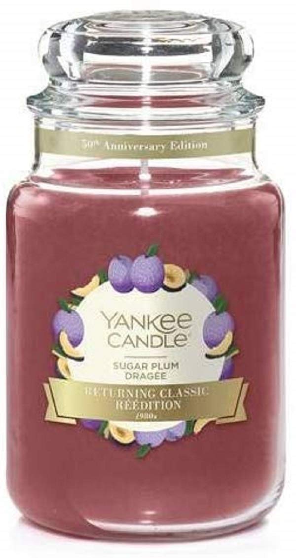 Yankee Candle Large Classic Sugar Plum Jar Candle - Long-Lasting Scented Candle for Home, Office & Gift Giving - Perfect for Relaxation, Aromatherapy & Holiday Decor
