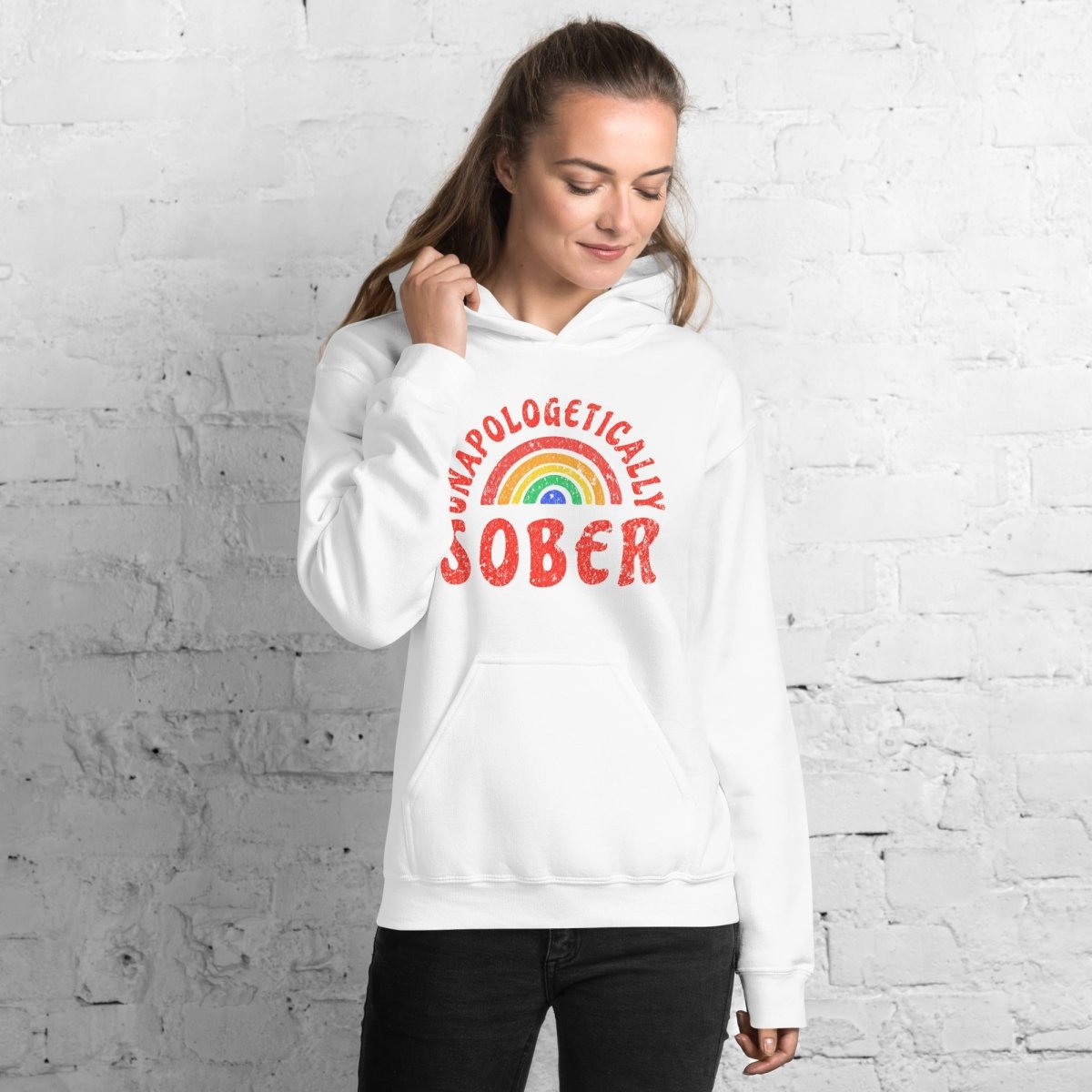 Unapologetically Sober Rainbow Pride Unisex Hoodie - LGBTQ+ Ally Apparel for Sober Celebrations & Pride Events