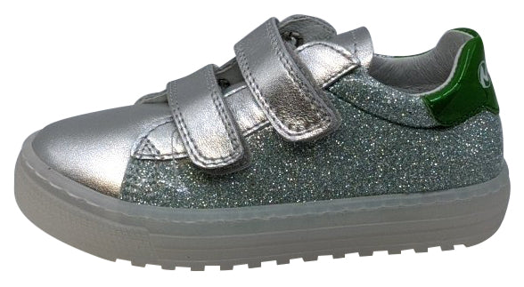 Naturino Girls' Fashion Sneakers - Silver/Aqua/Green - Lightweight & Stylish for School, Play & Everyday Wear