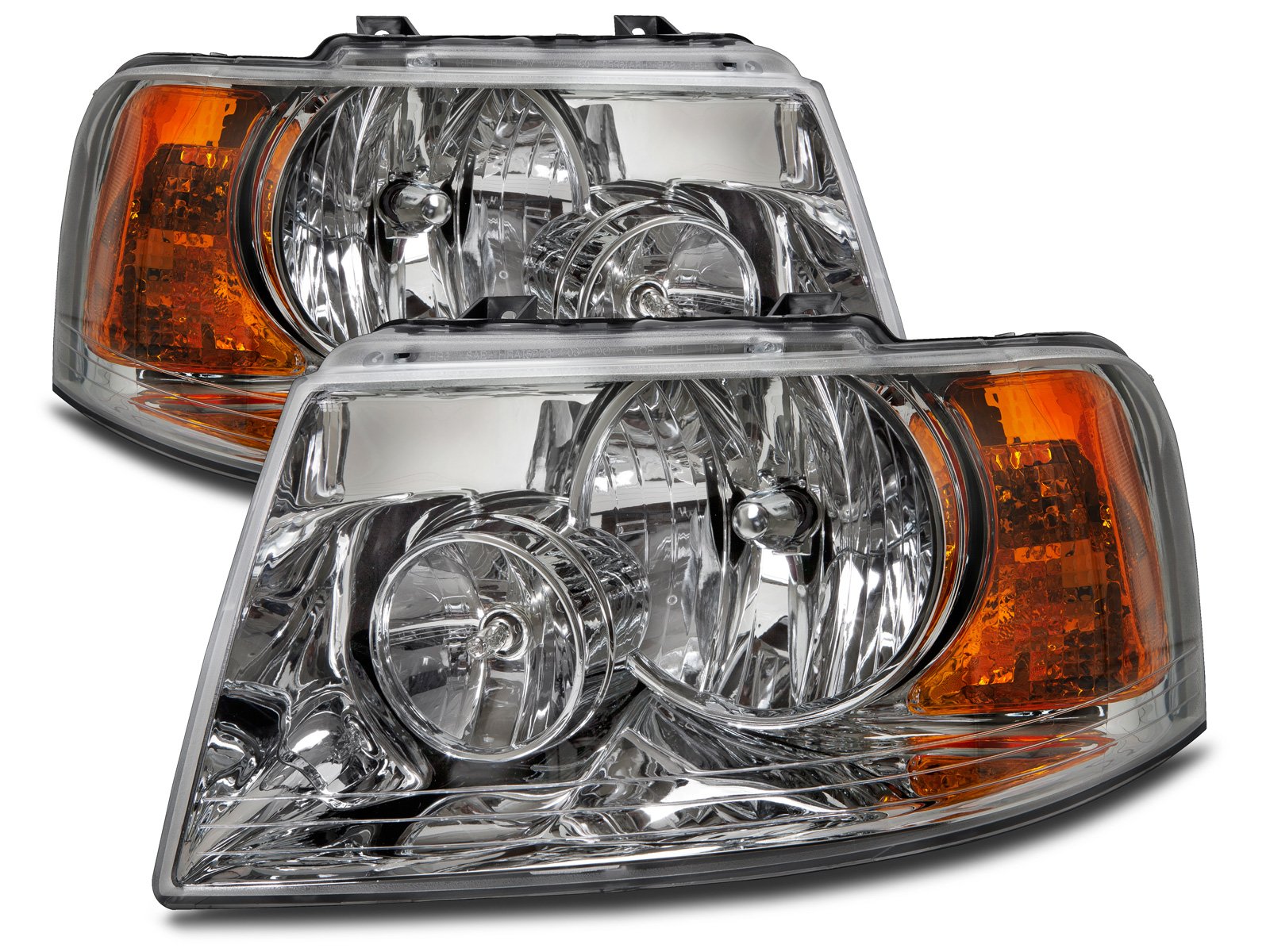 HEADLIGHTSDEPOT Chrome Housing Halogen Headlights Pair - Left & Right Compatible with Rexhall RoseAir 2006-2007 | Replacement Headlights for RV & Motorhome Lighting Upgrade