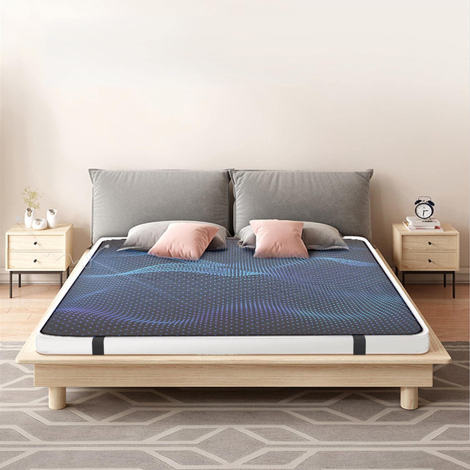 **Earthing Grounding Mat for Bed - 100% Conductive Carbon Leatherette Therapy Mat with Cord (54-71 Inch) - Relieve Pain, Improve Sleep & Reduce Stress - Perfect for Home, Office & Travel**