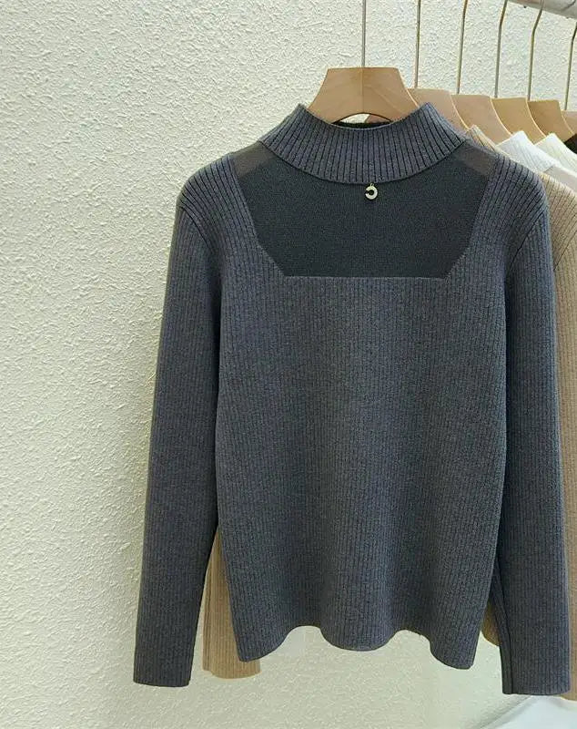 Women's Korean Fashion Velvet Sweater - Solid Color Warm Round Neck Long Sleeve Knit Pullover for Autumn Winter | Cozy Thick Knitwear for Office, Dating & Casual Outfits