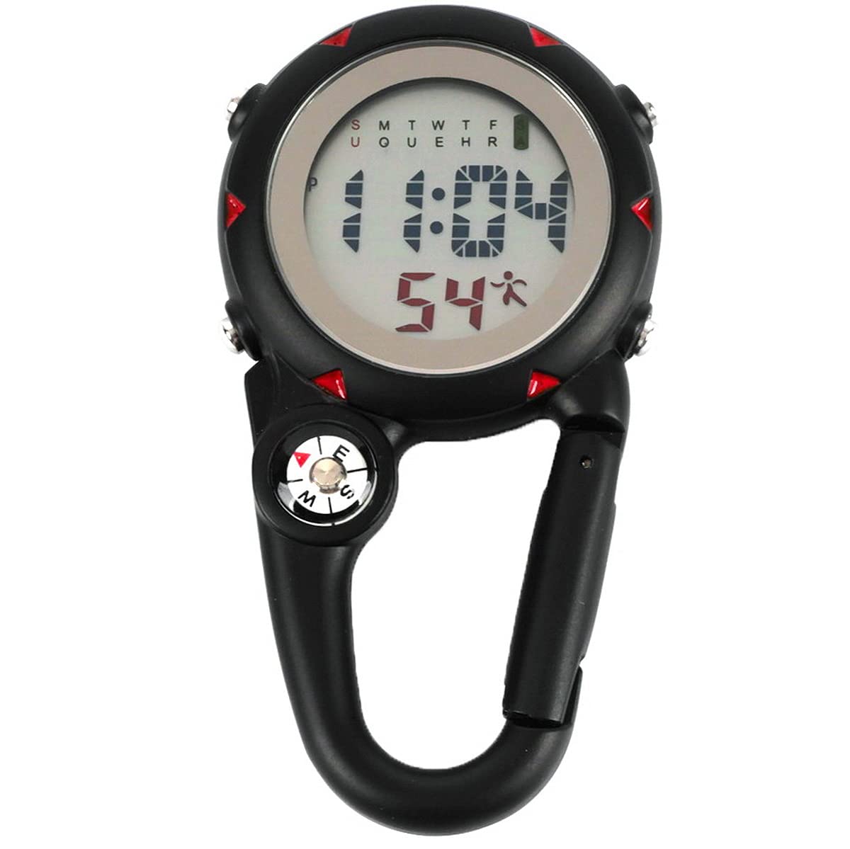 Multifunctional Clip-On Carabiner Watch with Luminous Display & Compass - Mini Quartz Outdoor Watch for Hiking, Climbing, Camping & Survival Gear