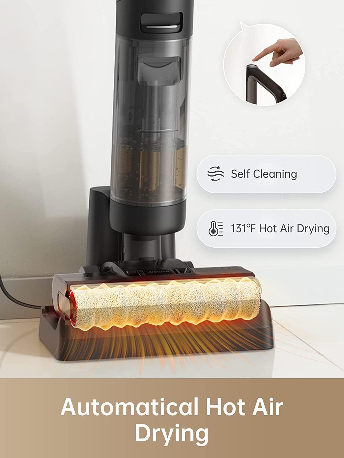 DREAME H12 PRO Cordless Wet Dry Vacuum Cleaner and Mop Combo, Smart Floor Cleaner for Hardwood & Tile Floors, One-Step Edge-to-Edge Cleaning with Hot Air Drying - Perfect for Homes, Offices, and Pet Owners