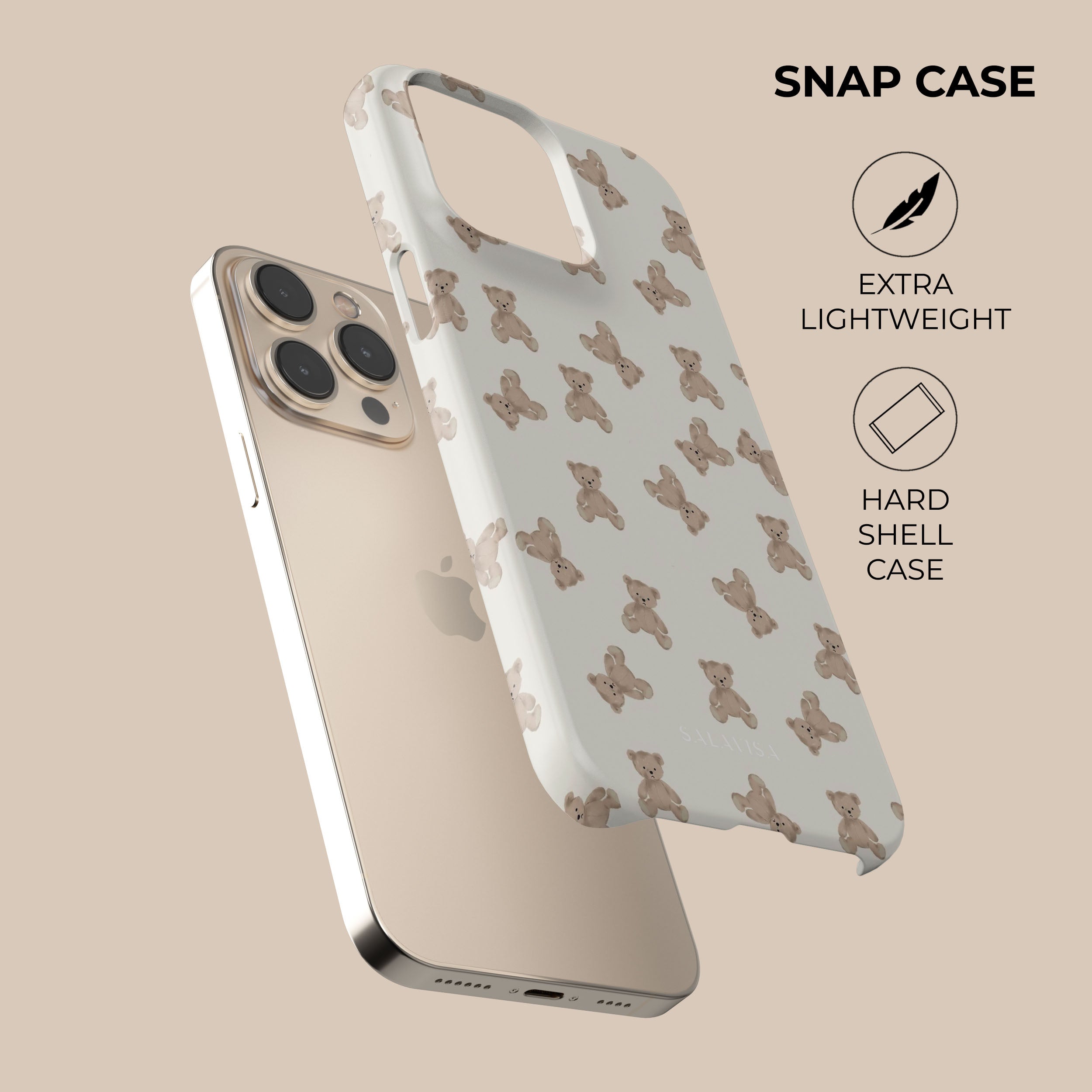 Bear Hugs Cute Animal Phone Case - Durable Protective Cover for iPhone & Samsung - Perfect Gift for Kids & Teens - Use at Home, School, or Travel
