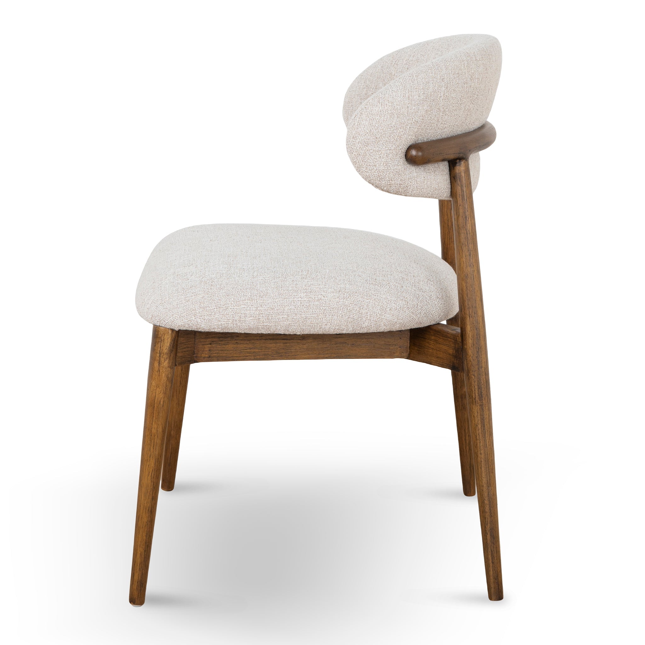 Coastal Beige Upholstered Dining Chair with Walnut Legs - Elegant and Comfortable for Kitchen, Dining Room, and Breakfast Nook