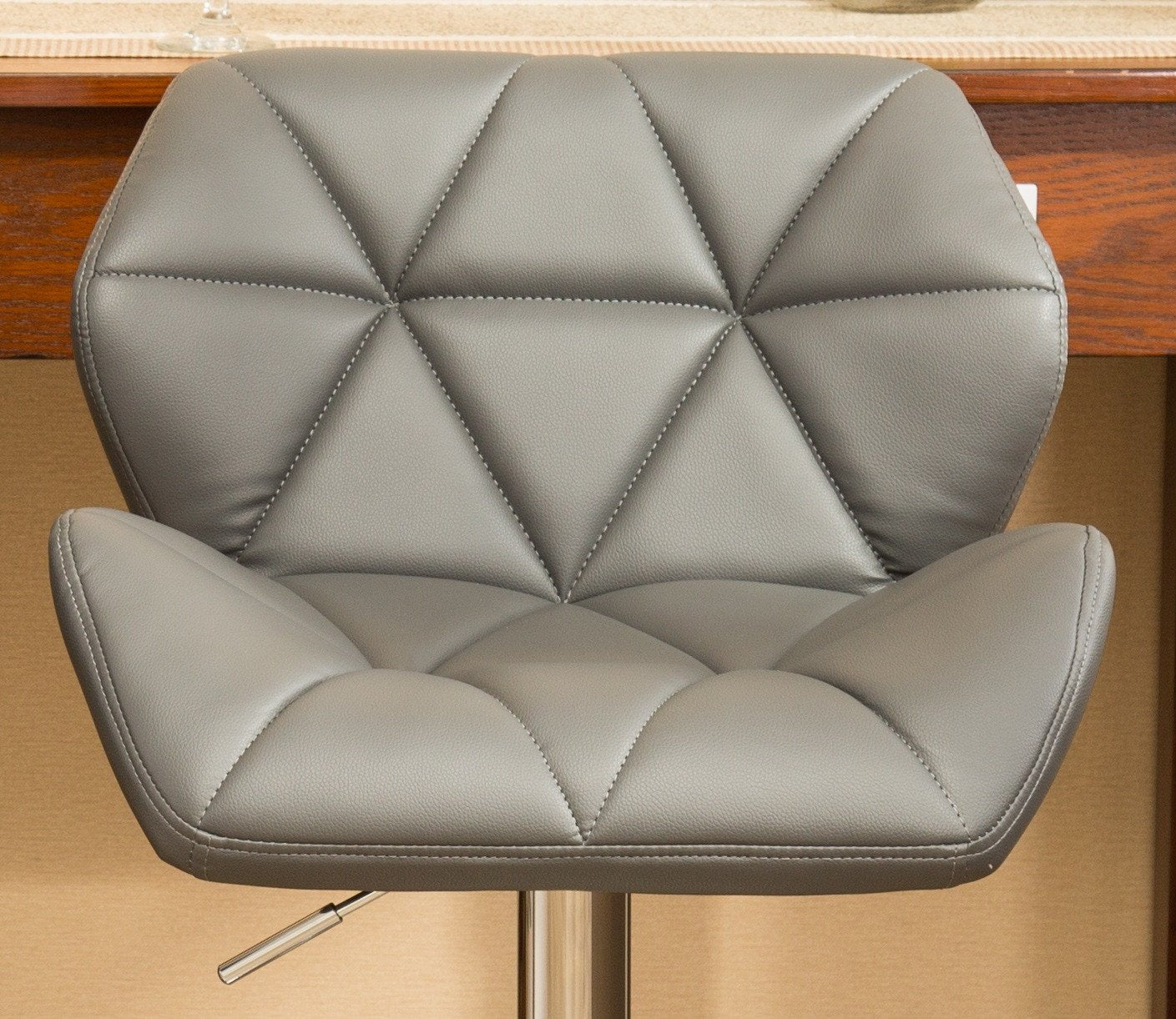 Roundhill Furniture Glasgow Contemporary Tufted Adjustable Height Hydraulic Bar Stools, Grey, Set of 2 - Perfect for Kitchen Islands, Home Bars & Modern Dining Areas