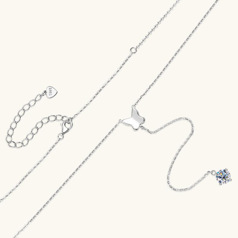 Elegant Bow Premium Moissanite Lariat Necklace for Women - Dainty Layering Jewelry for Wedding, Anniversary & Special Occasions