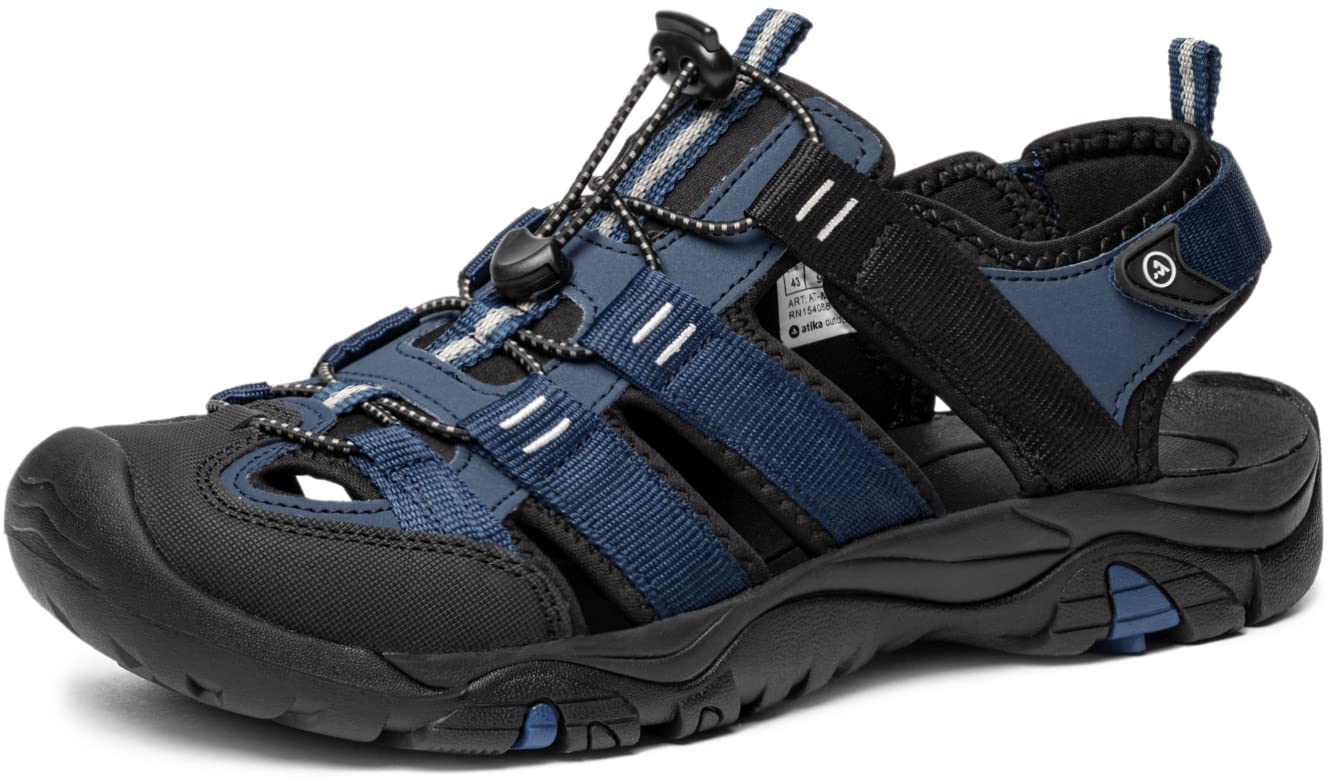 Atika Men's Outdoor Hiking Sandals - Closed Toe Athletic Sport Sandals for Trail Walking | Lightweight Water Shoes for Summer | Perfect for Hiking, Beach, and Water Activities
