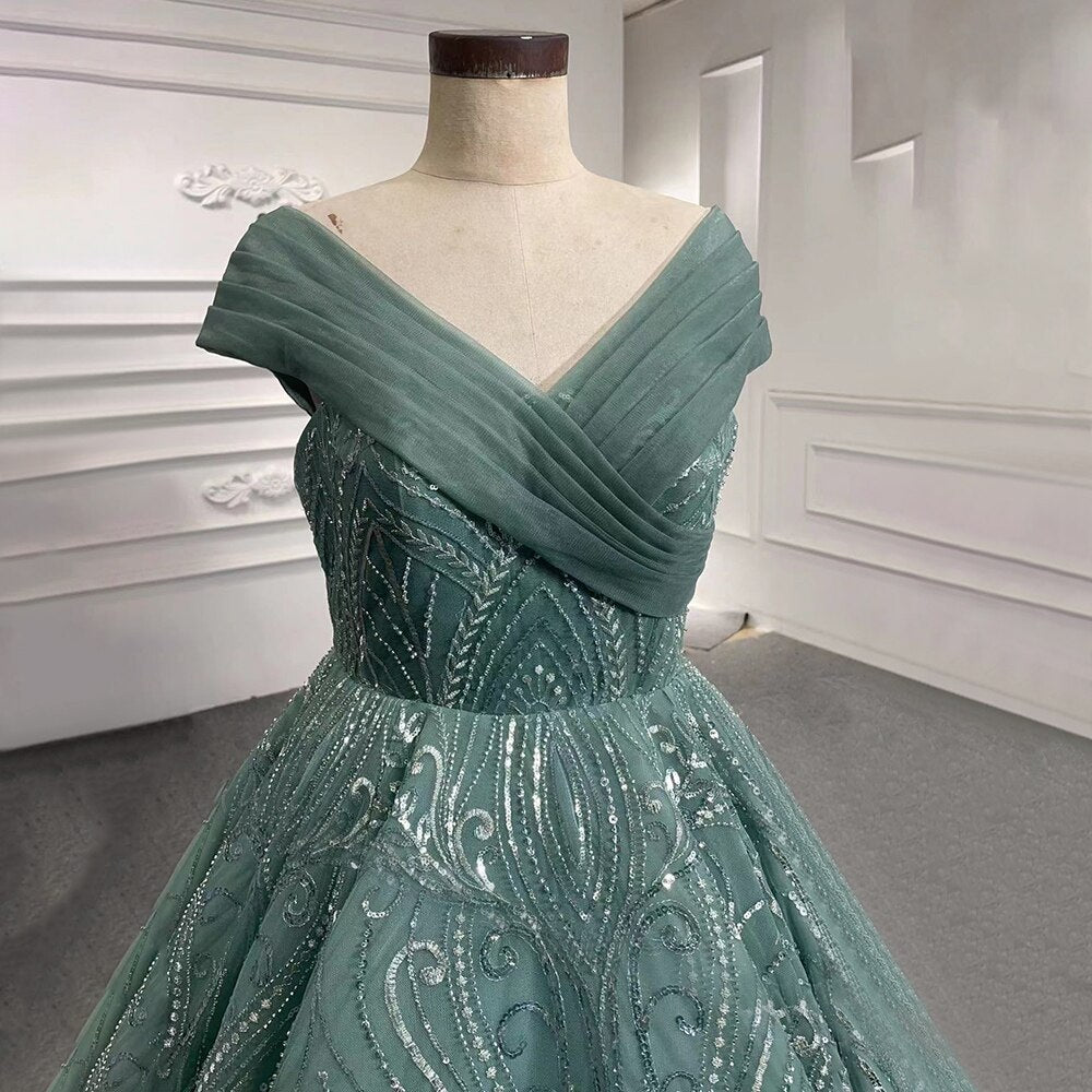 Serene Hill Turquoise Lace-Up Wedding Dress with Beaded Details | Long Celebrity-Inspired Bridal Gown | Custom Made Evening Dress for 2025 Weddings, Prom & Formal Events