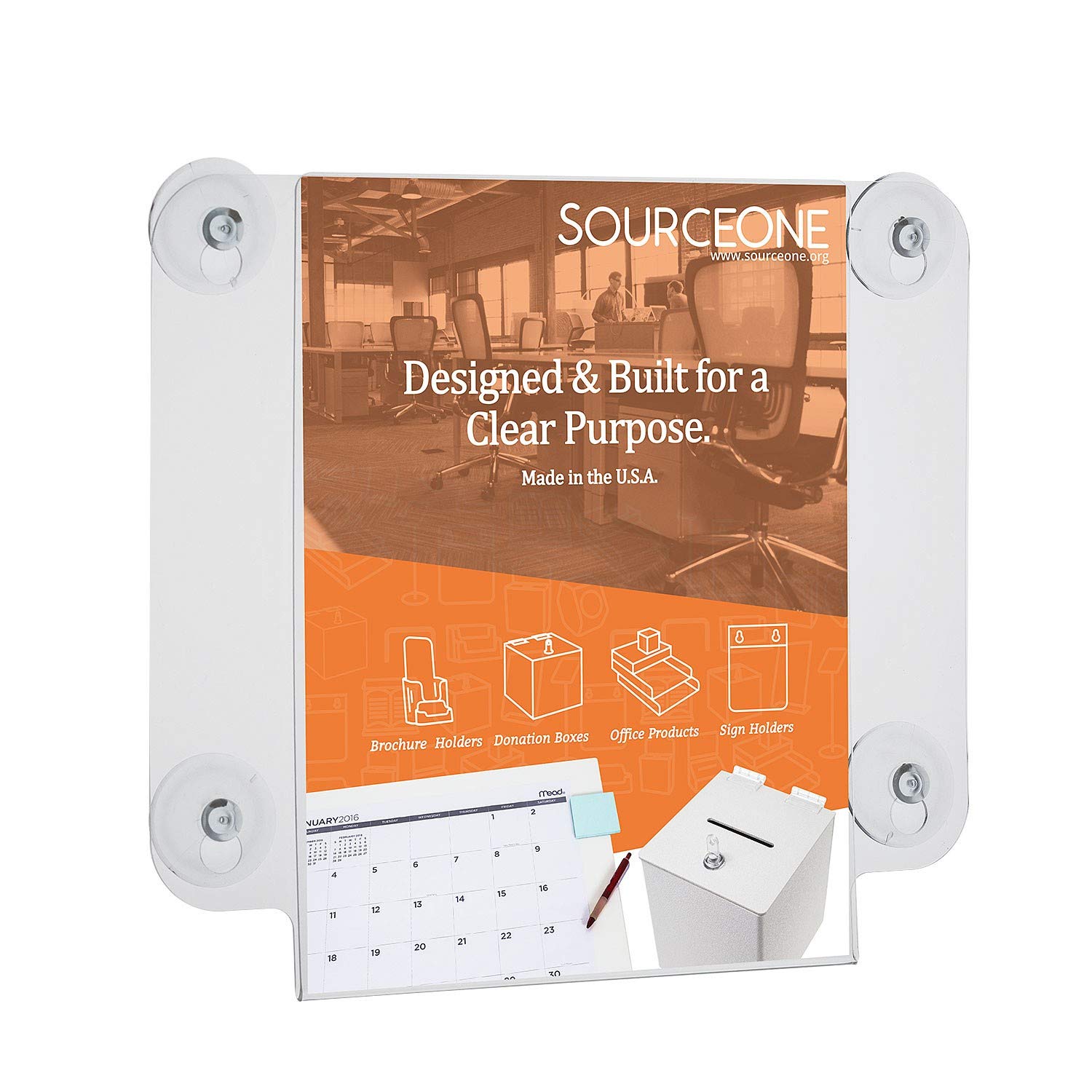 Premium Clear Acrylic Sign Holder with 4 Strong Suction Cups - Perfect for Window Displays, Retail Stores, Restaurants and Trade Shows