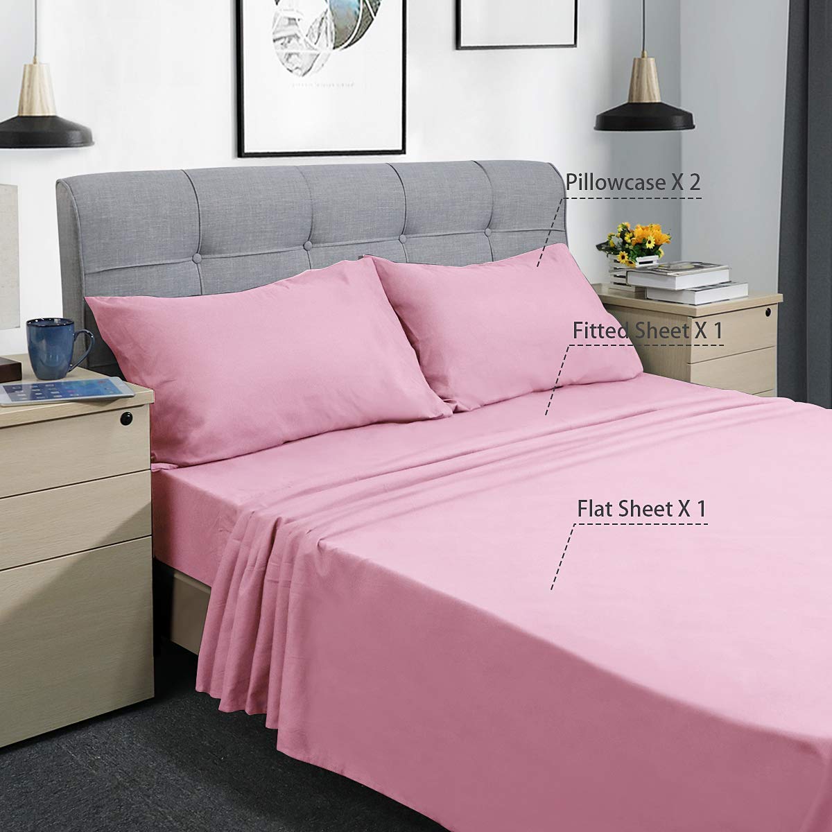 Luxury 800 Thread Count Egyptian Cotton Bed Sheet Set - Super Soft 4-Piece King Size with 18