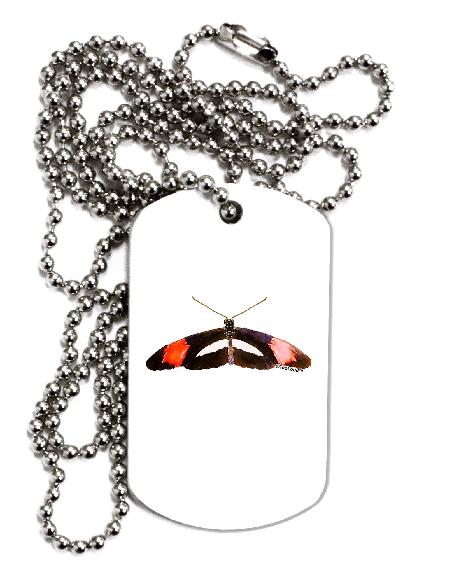 TOOLOUD Watercolor Butterfly Black Dog Tag Chain Necklace for Women & Men - Stylish Gothic Punk Jewelry for Everyday Wear, Parties & Gifts