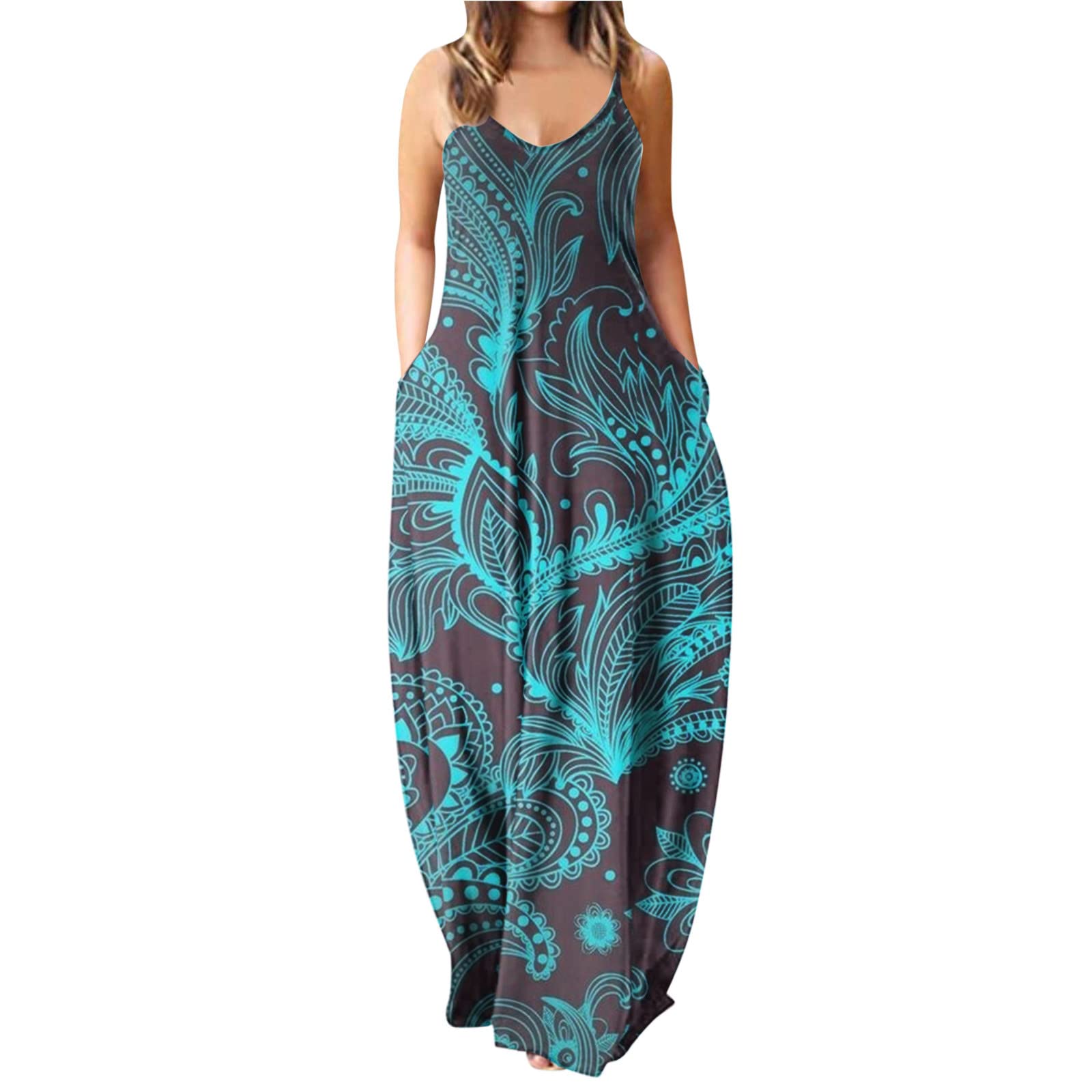 Plus Size Casual Sleeveless Maxi Dress for Women 3X - Deep V Neck Wrap Dress for Summer | Beach Vacation, Party & Everyday Wear