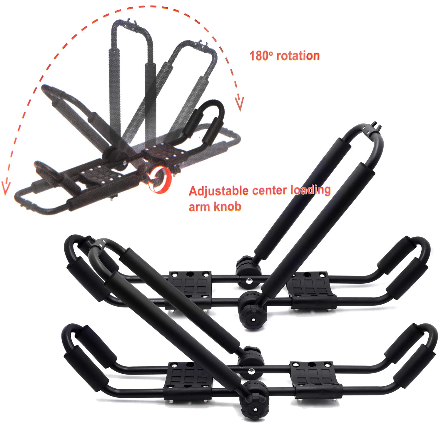 XKMT Black 3-in-1 Universal Kayak Carrier - J-Shaped Foldable Roof Rack for Car & SUV - Compatible with Canoe, SUP & Kayaks | Perfect for Outdoor Adventures, Water Sports & Travel