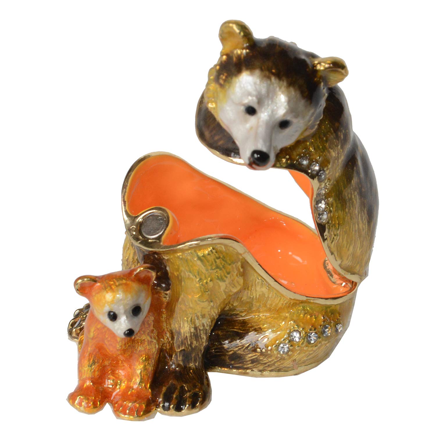 Hand-Painted Bear Trinket Box - Hinged Lid Jewelry Storage Organizer for Rings & Earrings - Decorative Animal Figurine Collectible Gift for Home Decor & Cabin Aesthetic