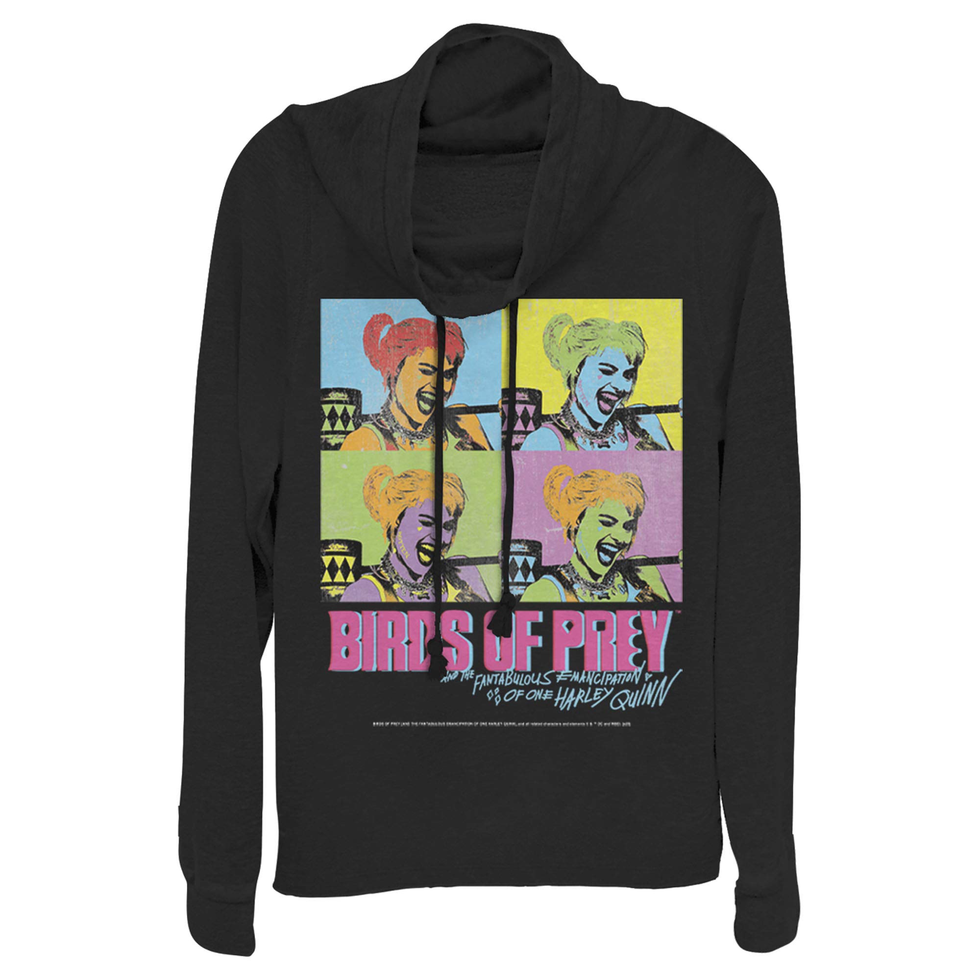 Harley Quinn Birds of Prey Pop Art Hoodie - Junior's Graphic Pullover Sweatshirt with Cowl Neck | Perfect for Cosplay, Movie Nights & DC Comics Fans