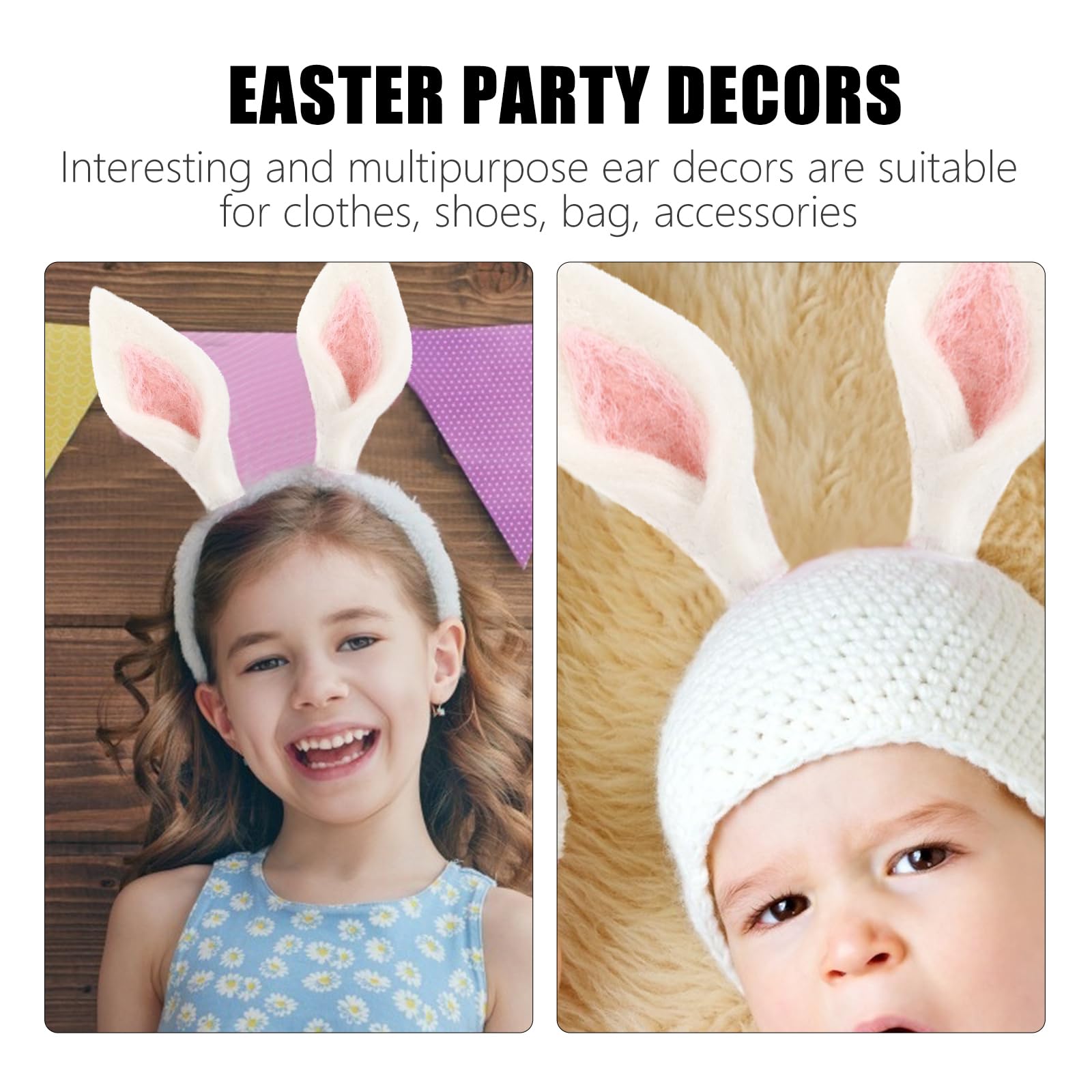 VALICLUD 10-Piece Easter Bunny Ear Felt Ornaments - Creative Nonwoven Rabbit Ears for DIY Crafts, Party Decorations, Easter Basket Fillers, and Spring Home Decor