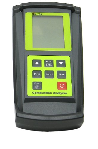 TPI 708 Combustion Efficiency Analyzer with Flue Gas Probe - Portable HVAC Tool with Backlit LCD Display, 14°F to 122°F Range - Ideal for Furnace Tuning, Boiler Maintenance & Energy Audits