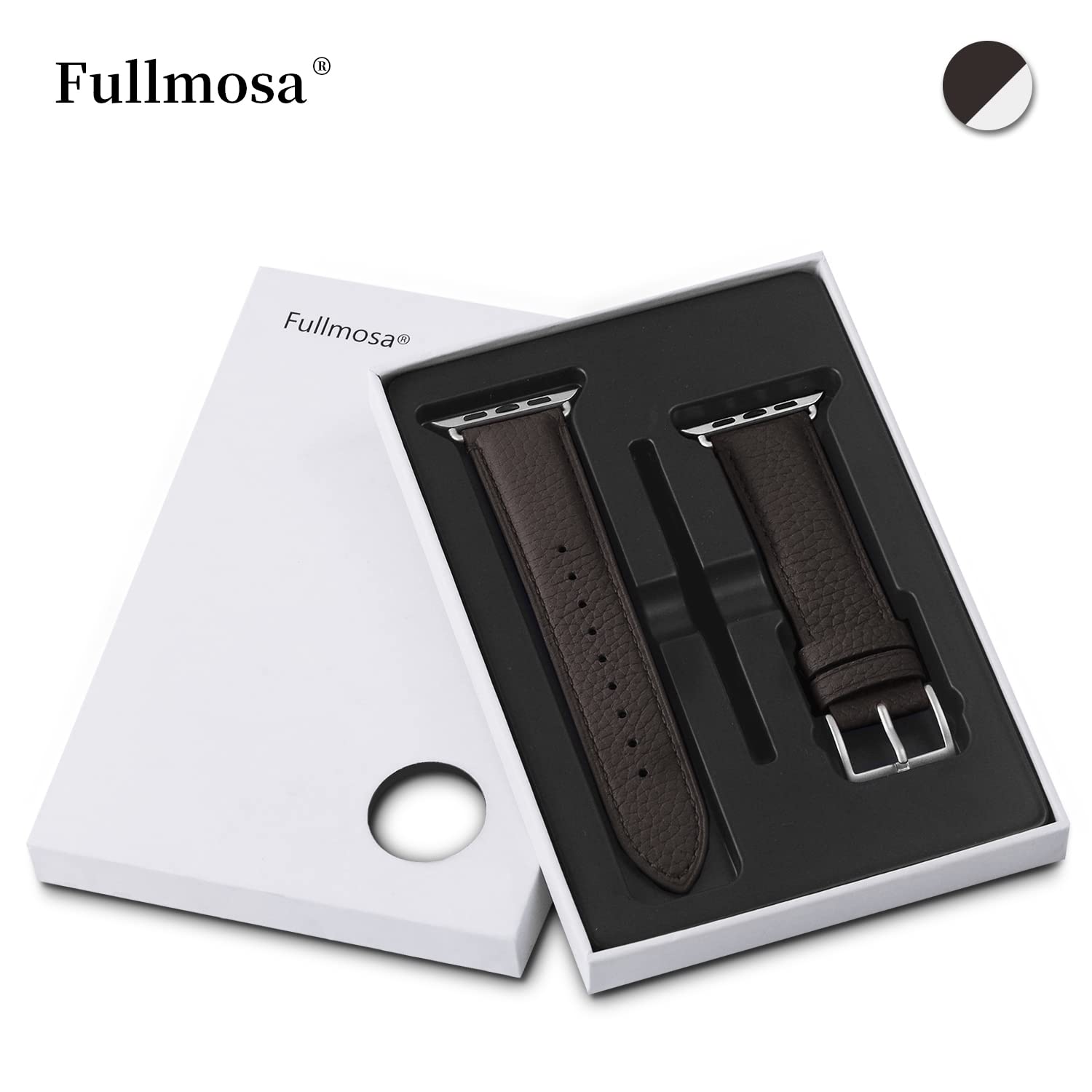 Fullmosa Genuine Leather Apple Watch Bands Compatible with Series 9/8/7/6/5/4/3/2/1/SE/Ultra 2 (38mm 40mm 41mm 42mm 44mm 45mm 49mm) - Stylish Replacement Strap for Women & Men - Perfect for Office, Date Night & Formal Occasions