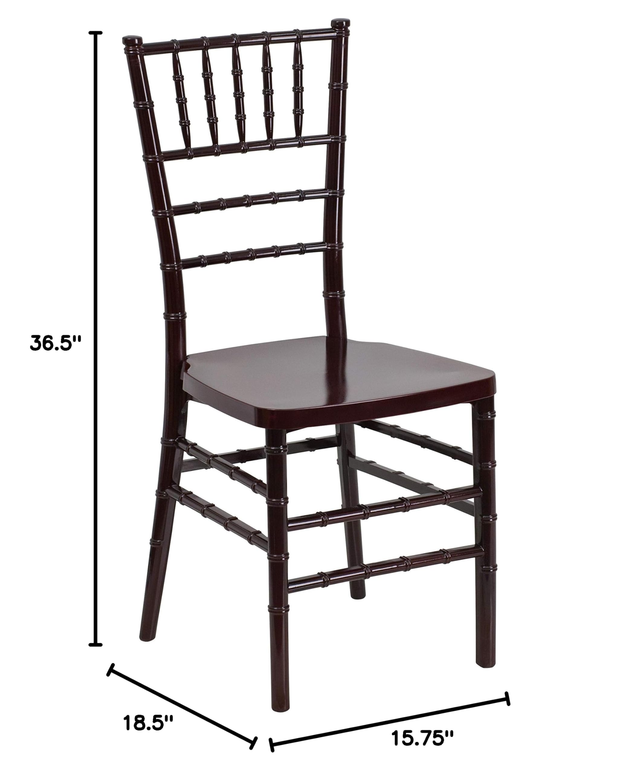 EMMA + OLIVER 2 Pack Mahogany Resin Stackable Chiavari Chairs - Elegant Banquet, Wedding & Event Furniture for Indoor/Outdoor Parties, Receptions & Dining Areas