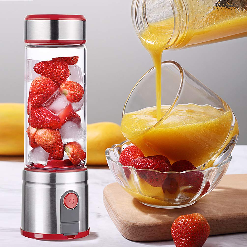 Portable USB Rechargeable Mini Blender - 5100mAh 450ml Electric Smoothie Maker for Fruits, Vegetables & Food Processing | Commercial Grade Blender for Home, Office, Gym & Travel (Silver)