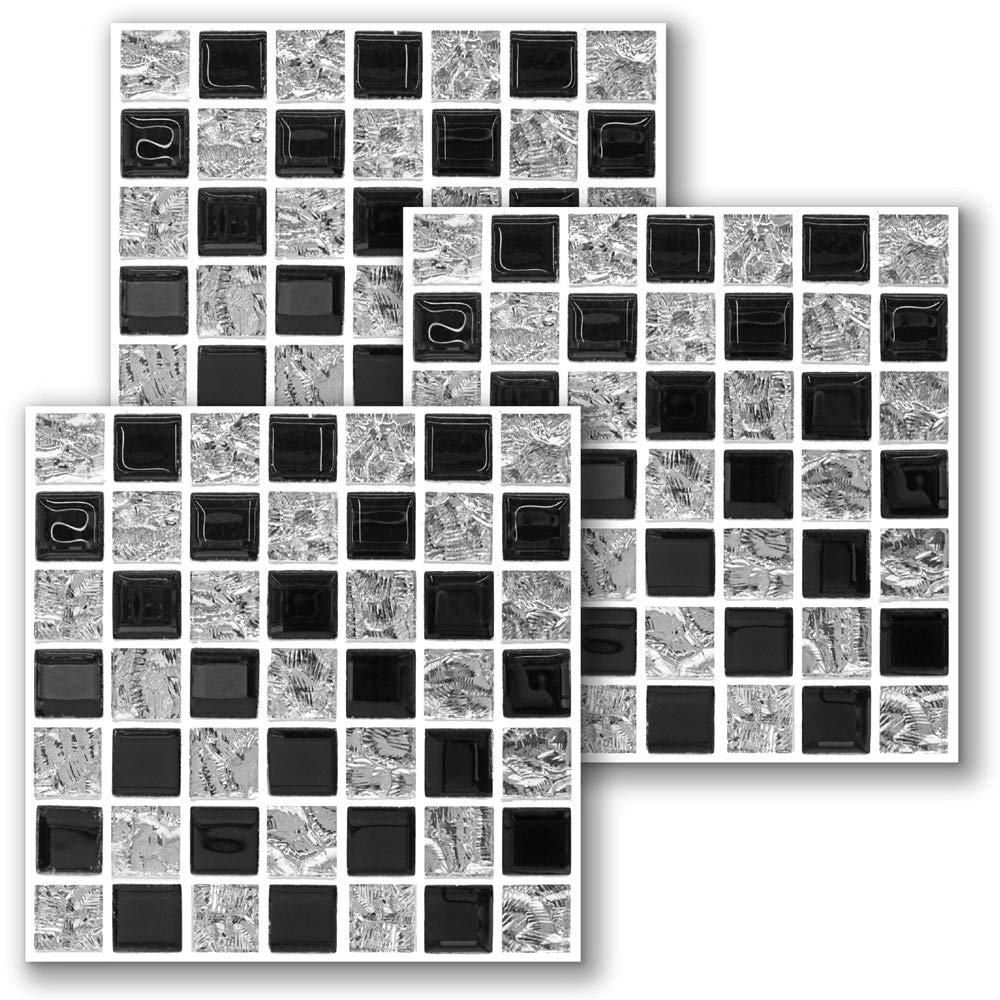 10 Pack Waterproof Removable Mosaic Tile Stickers - Peel and Stick Wall Decals for Kitchen, Bathroom, Bedroom Floor - DIY Home Decor & Easy Surface Upgrade (Style SJ046)