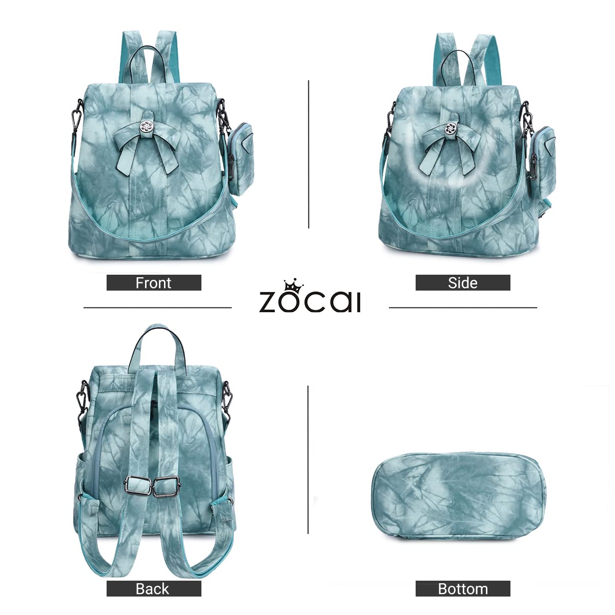 ZOCAI Women's Fashion Backpack Purse - PU Leather Anti-Theft Shoulder Bag & Satchel Daypack for Work, Travel & Daily Use