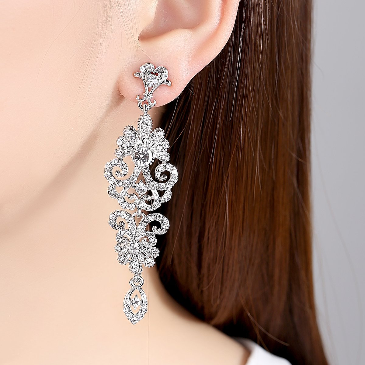 Mecresh Gold & Silver Rhinestone Chandelier Wedding Earrings – Elegant Bridal Dangle Earrings for Bride, Bridesmaid, Prom, Party & Special Occasions