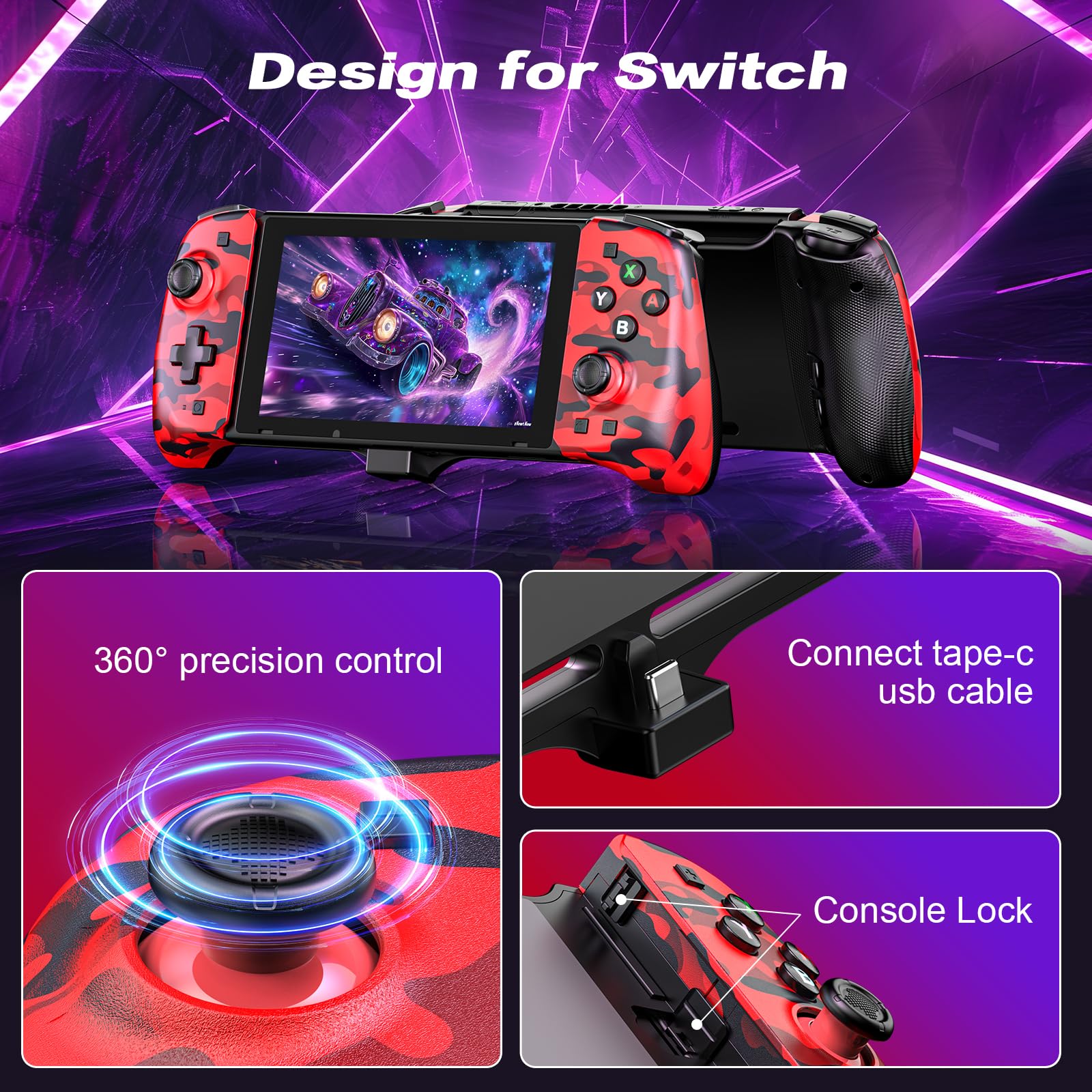 Wireless Switch Pro Controller for Nintendo Switch/OLED - Adjustable Turbo, Dual Motor Vibration, Ergonomic Joypad | Perfect for Mario Kart, Smash Bros & Handheld Gaming