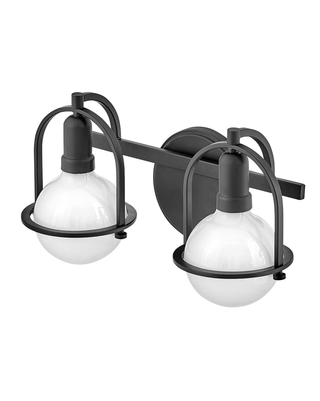 Hinkley Somerset 53772BK Small Two-Light Bathroom Vanity Light with Globe Style Bulbs - Transitional Black Up/Down Mount Fixture - Perfect for Bathroom, Powder Room, or Dressing Area Lighting