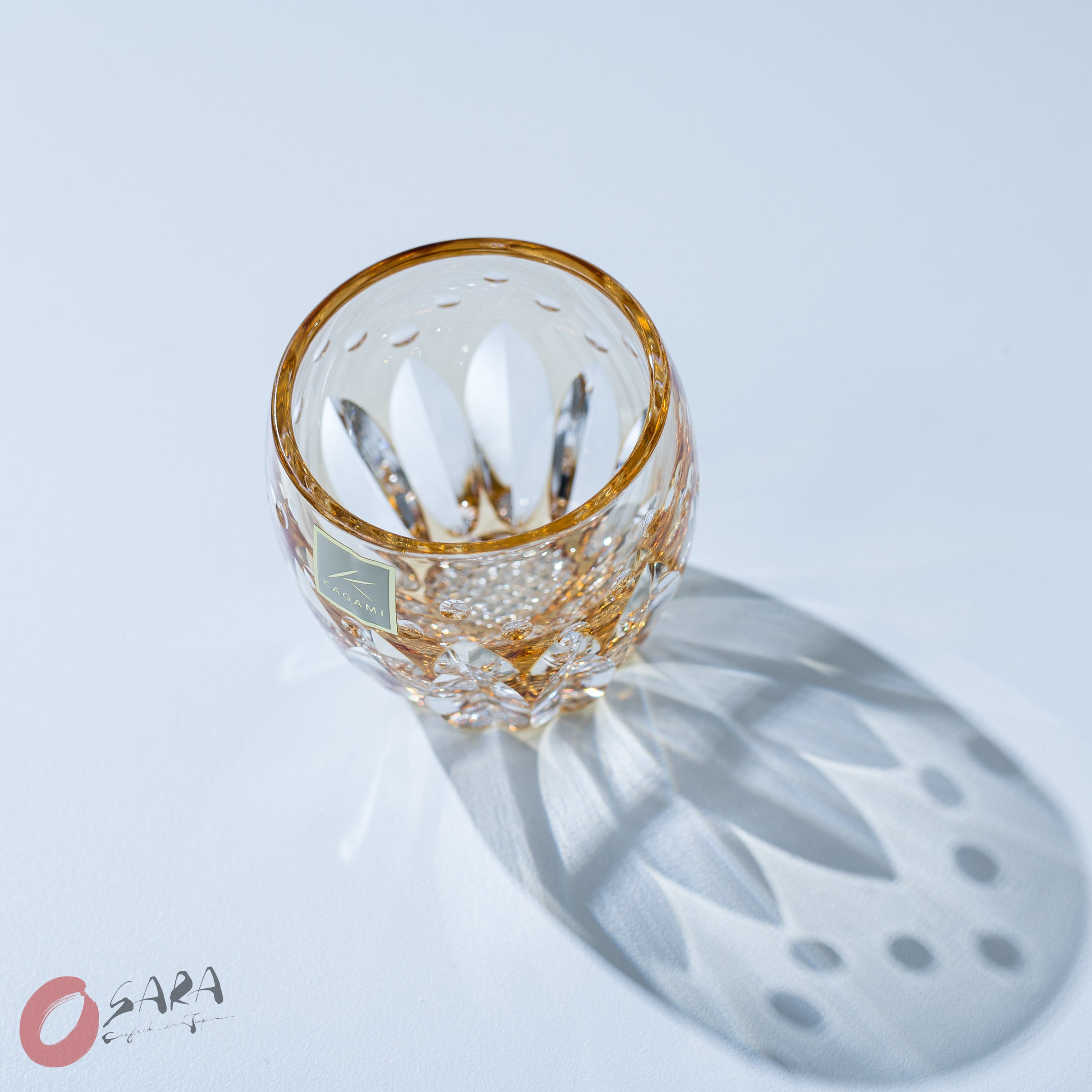 Premium KAGAMI Crystal Sake Glass Set - Elegant Sunflower Design - Japanese Style Drinking Cup for Sake, Cocktails & Wine - Perfect for Dinner Parties, Gifts & Home Bar Decor