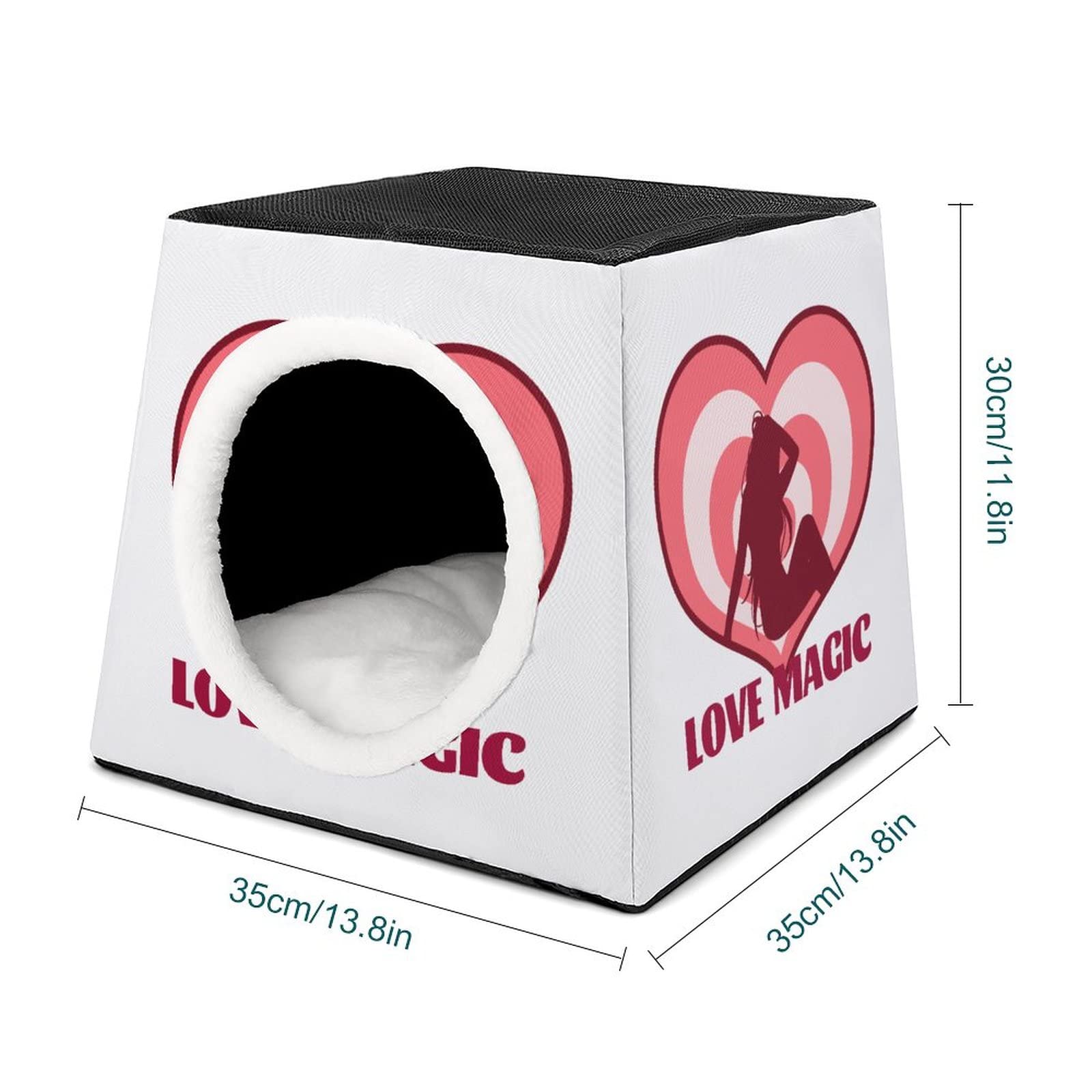 Printed Cat Houses & Condos - Foldable Cat Cube Bed with Removable Pillow - Cozy Pet Sofa for Indoor Cats | Perfect for Lounging, Napping & Playtime