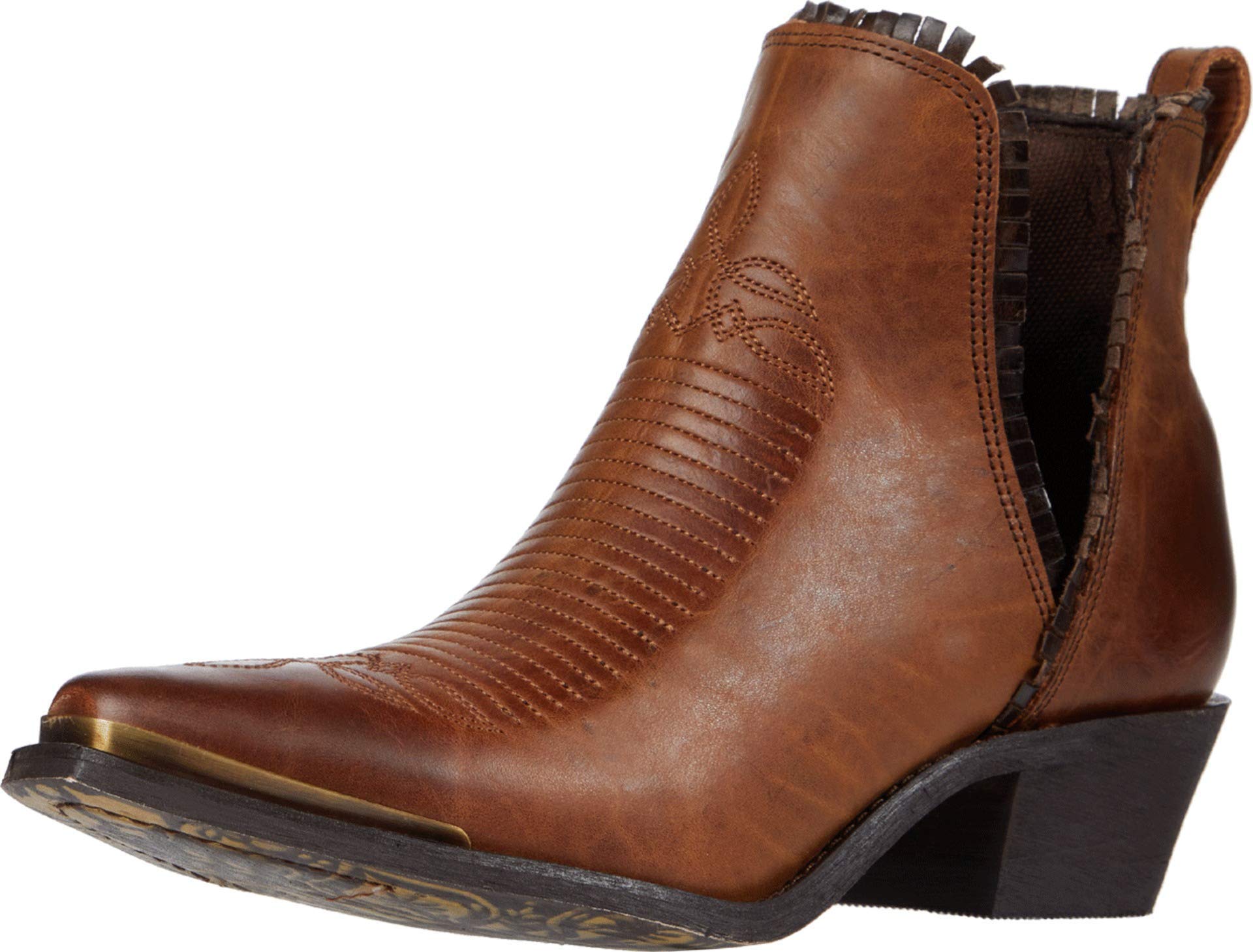 Laredo Women's Brown Fringette 5-Inch Ankle Boots - Genuine Leather Western Boots Size 7.5 Medium - Comfortable Cowgirl Boots for Country Dancing, Rodeo & Casual Outfits
