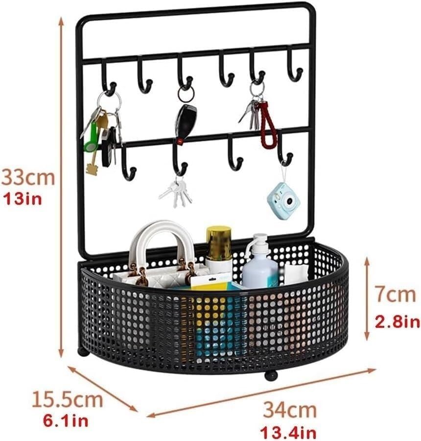 Key Frame Entryway Hanging Key Tray & Jewelry Organizer - Decorative Storage for Keys, Coins, Watches & Jewelry - Perfect for Entryway, Bedroom & Coffee Table Decor (Black, Large)