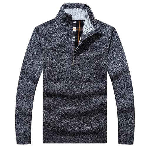 Men's Half-Zip Stand Collar Knit Sweater - Winter & Spring Warm Casual Pullover for Outdoors
