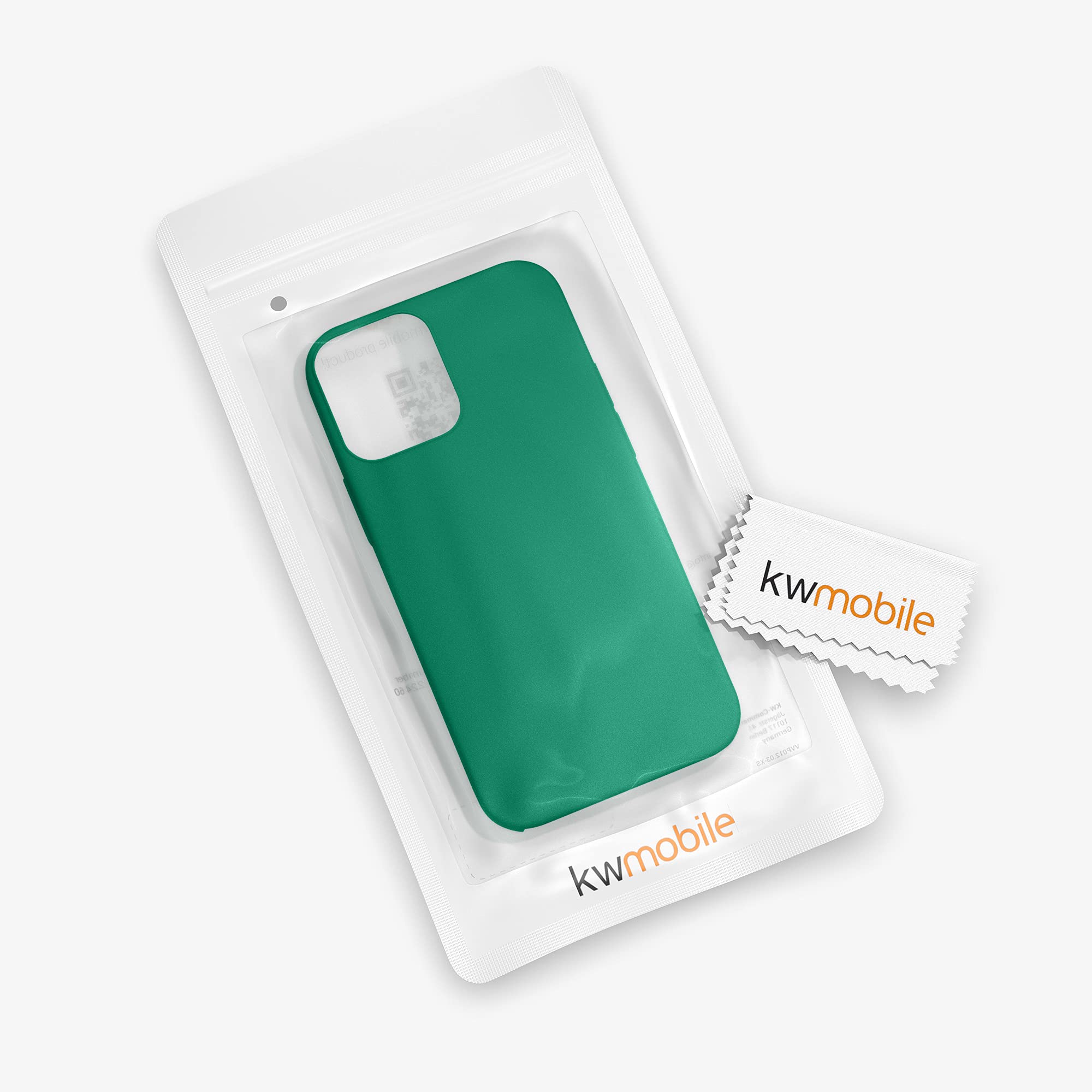 kwmobile Shockproof TPU Silicone Case for Apple iPhone 12/12 Pro - Soft Protective Phone Cover in Emerald Green - Perfect for Daily Use, Work & Outdoor Activities