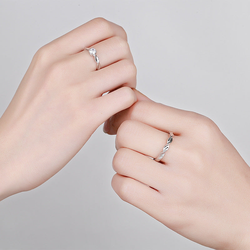 Sterling Silver Twist Couple Rings for Women & Men - Elegant Matching Wedding Bands, Anniversary Gifts - Perfect for Engagements, Valentine's Day & Romantic Occasions